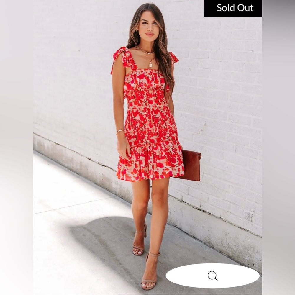 LOLITA FLORAL SMOCKED TIE MINI DRESS